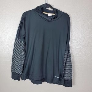 HIND Men's Black Pullover Athletic Running Hoodie Reflective Sleeves L